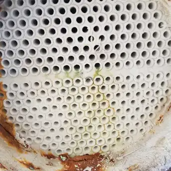 Heat exchanger with limescale damage.